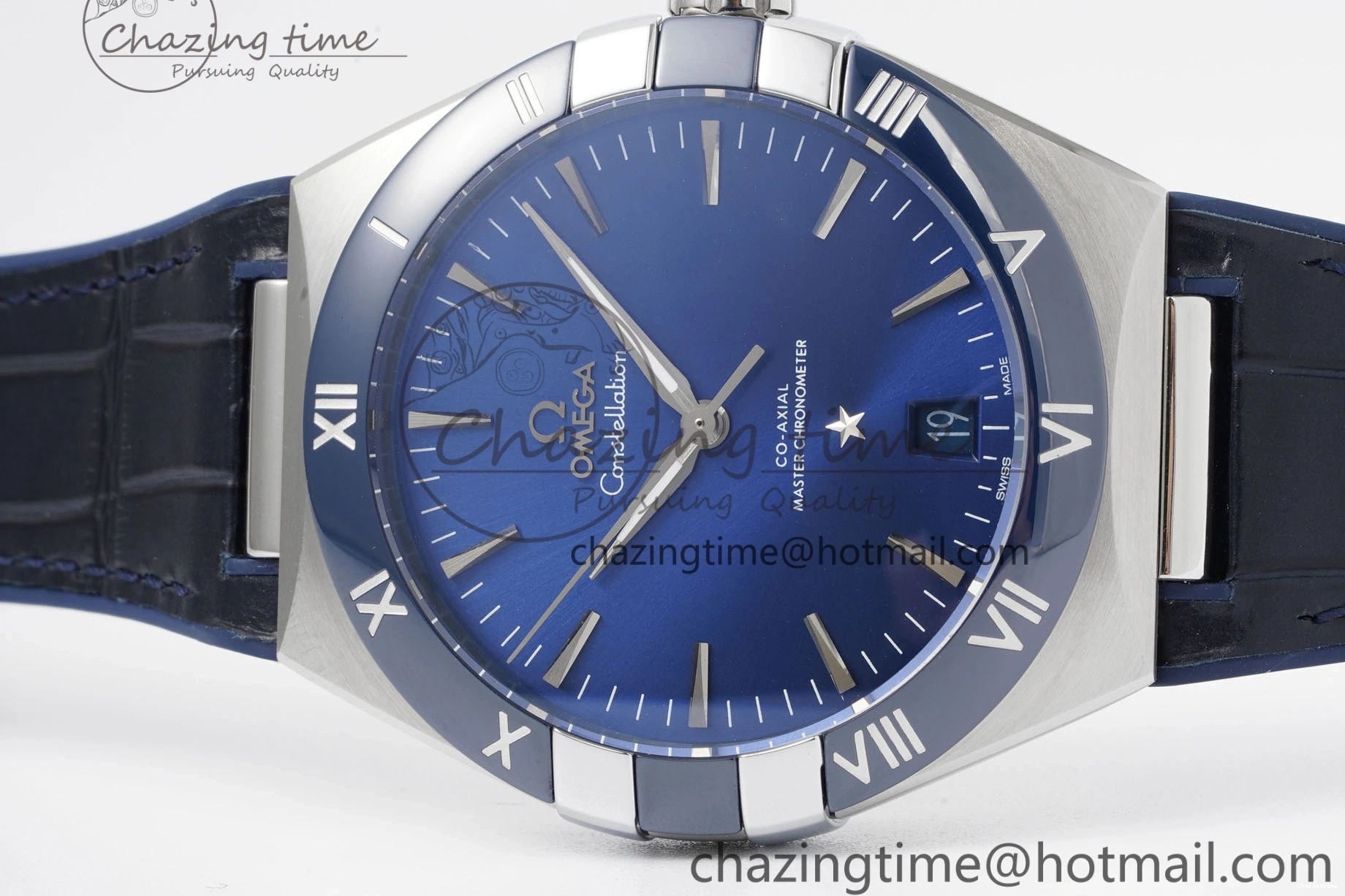0114 Constellation Blue Ceramic SS 8F 1:1 Best Edition Blue Dial on Blue Gummy Strap A TravelReady 7800
